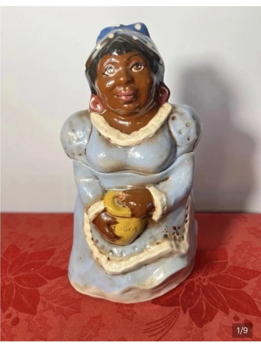 Blue Ceramic Southern Lady Cookie Jar - Decorative Kitchen Storage